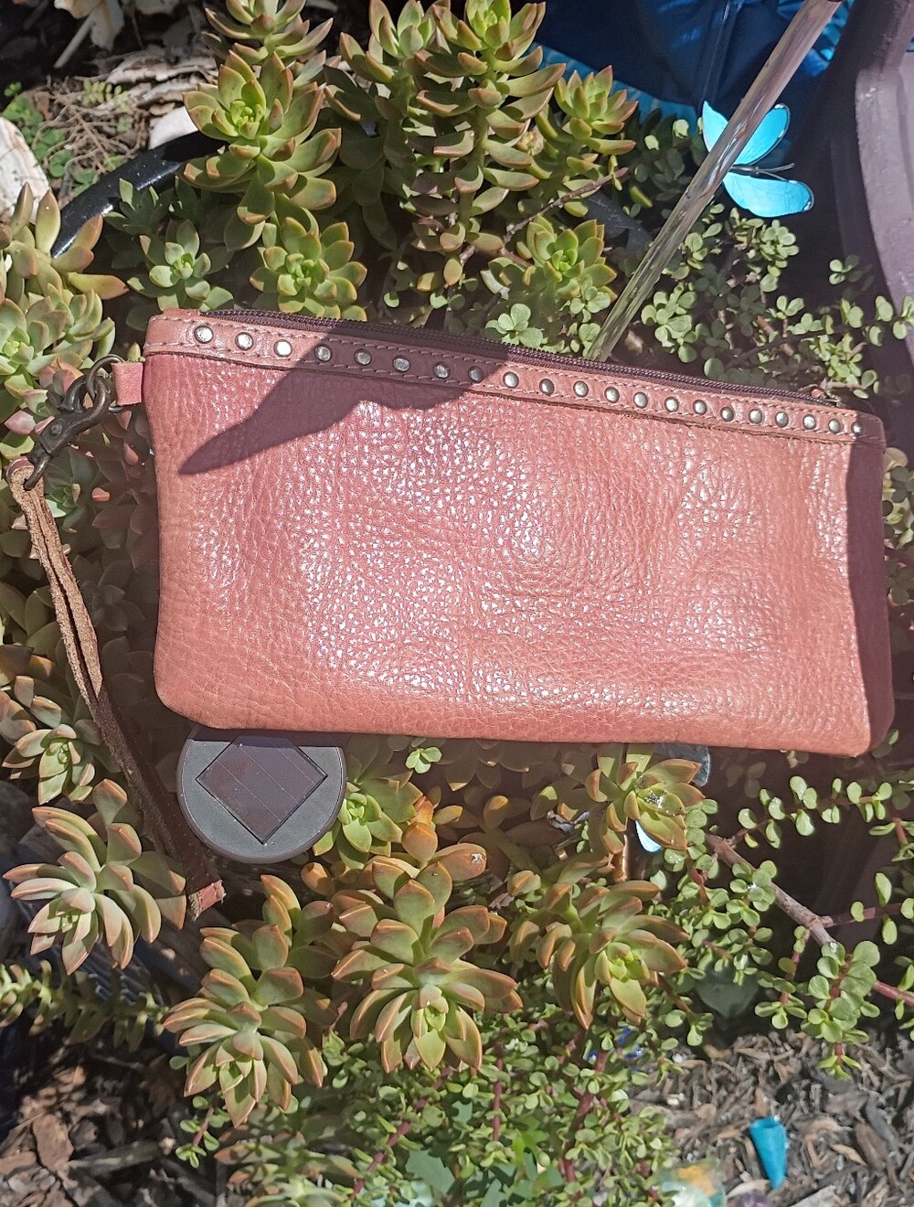 Viva Bags CA Nevermind Stud-Trim Leather Wristlet Clutch Handmade 105x5.5